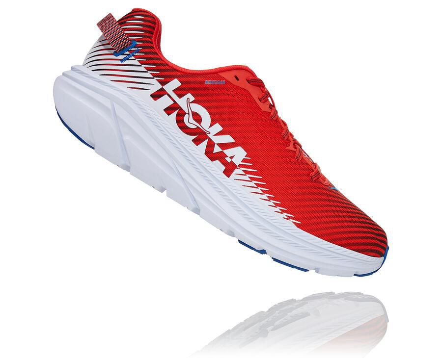 Hoka One One Mens Running Shoes - Rincon 2 - Red/White - IZRT30172
